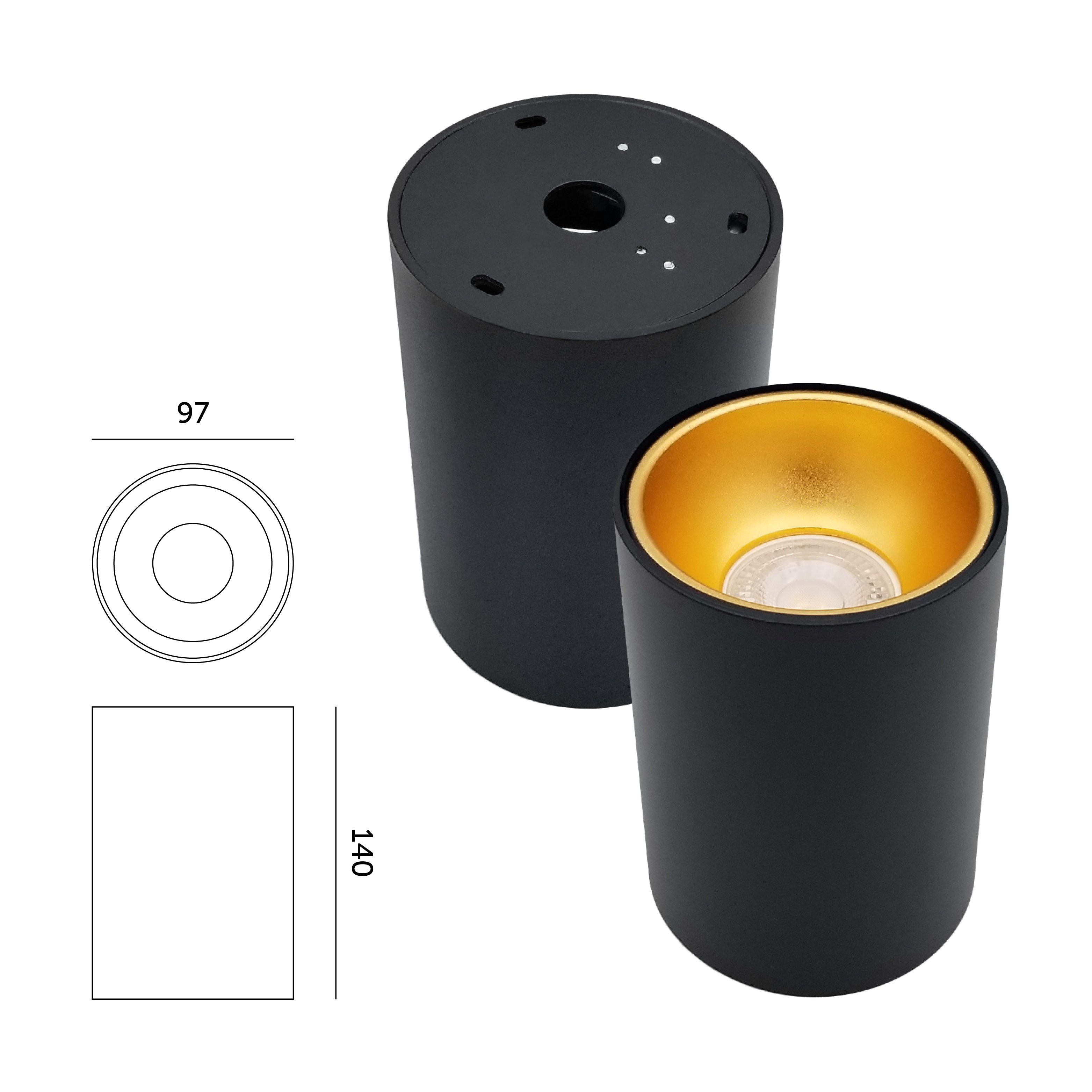 Sufitowa Oprawa Oświetleniowa Natynkowa na GU10 Czarno-Złota TUBA