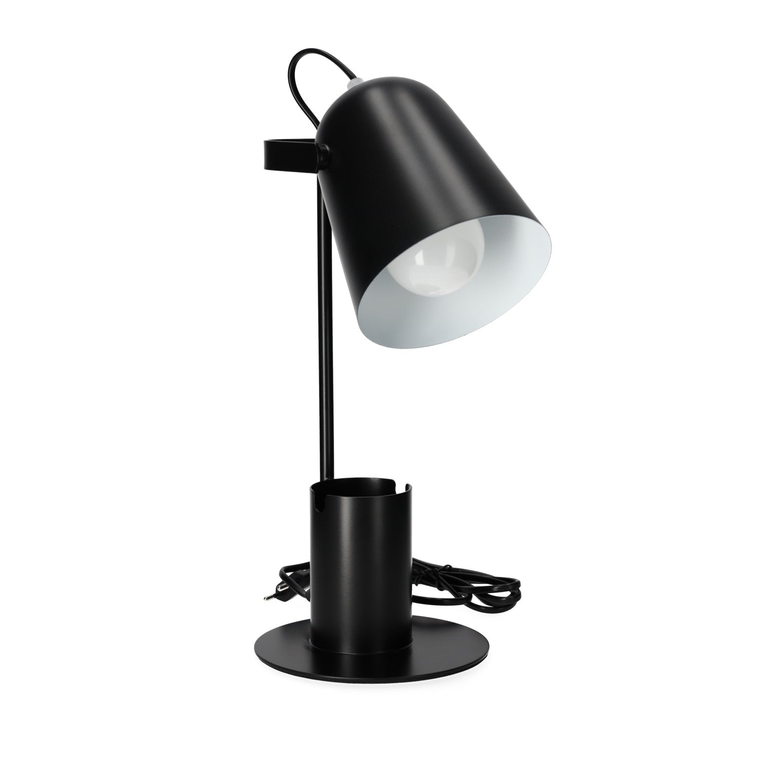 Lampka Biurkowa z Pojemnikiem BIAŁA E27 Regulowany Klosz