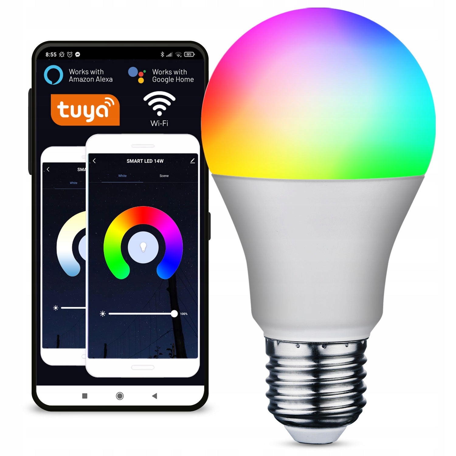 Inteligentna żarówka LED SMART sterowanie zdalne GS 9,5W E27 RGB WiFi TUYA