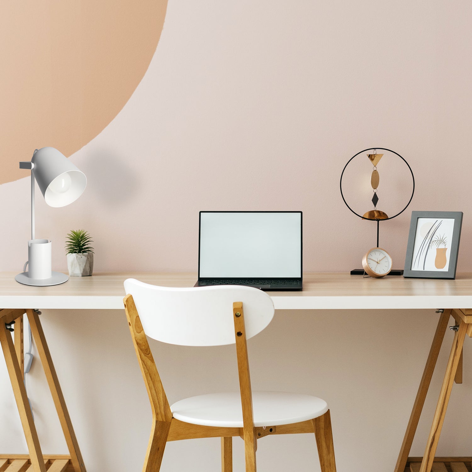 Lampka Biurkowa z Pojemnikiem BIAŁA E27 Regulowany Klosz