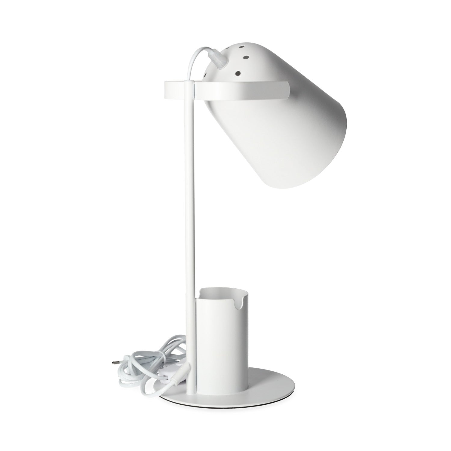 Lampka Biurkowa z Pojemnikiem BIAŁA E27 Regulowany Klosz