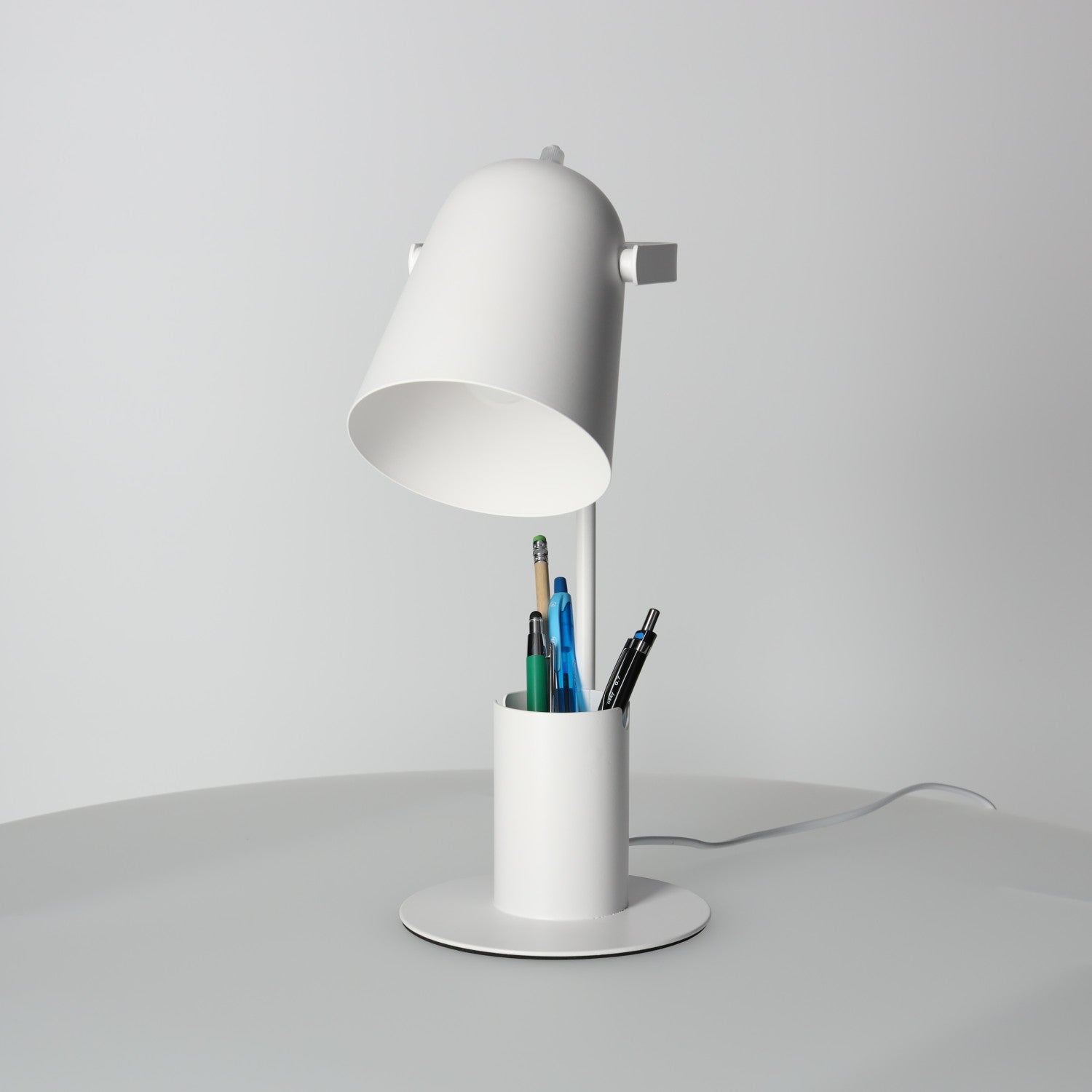 Lampka Biurkowa z Pojemnikiem BIAŁA E27 Regulowany Klosz