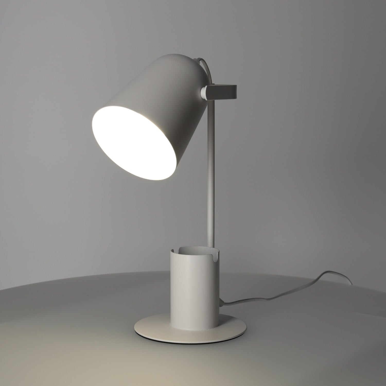 Lampka Biurkowa z Pojemnikiem BIAŁA E27 Regulowany Klosz