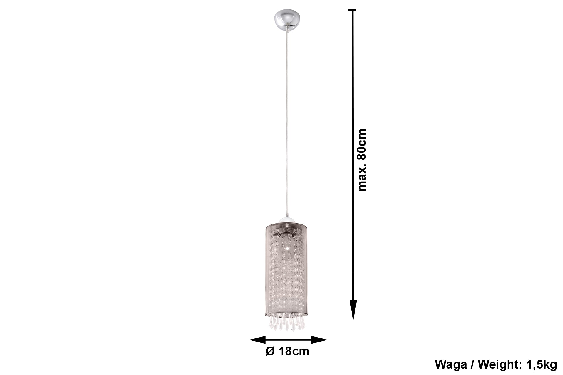 Lampa Wisząca FERERRO Grafitowa wymiary