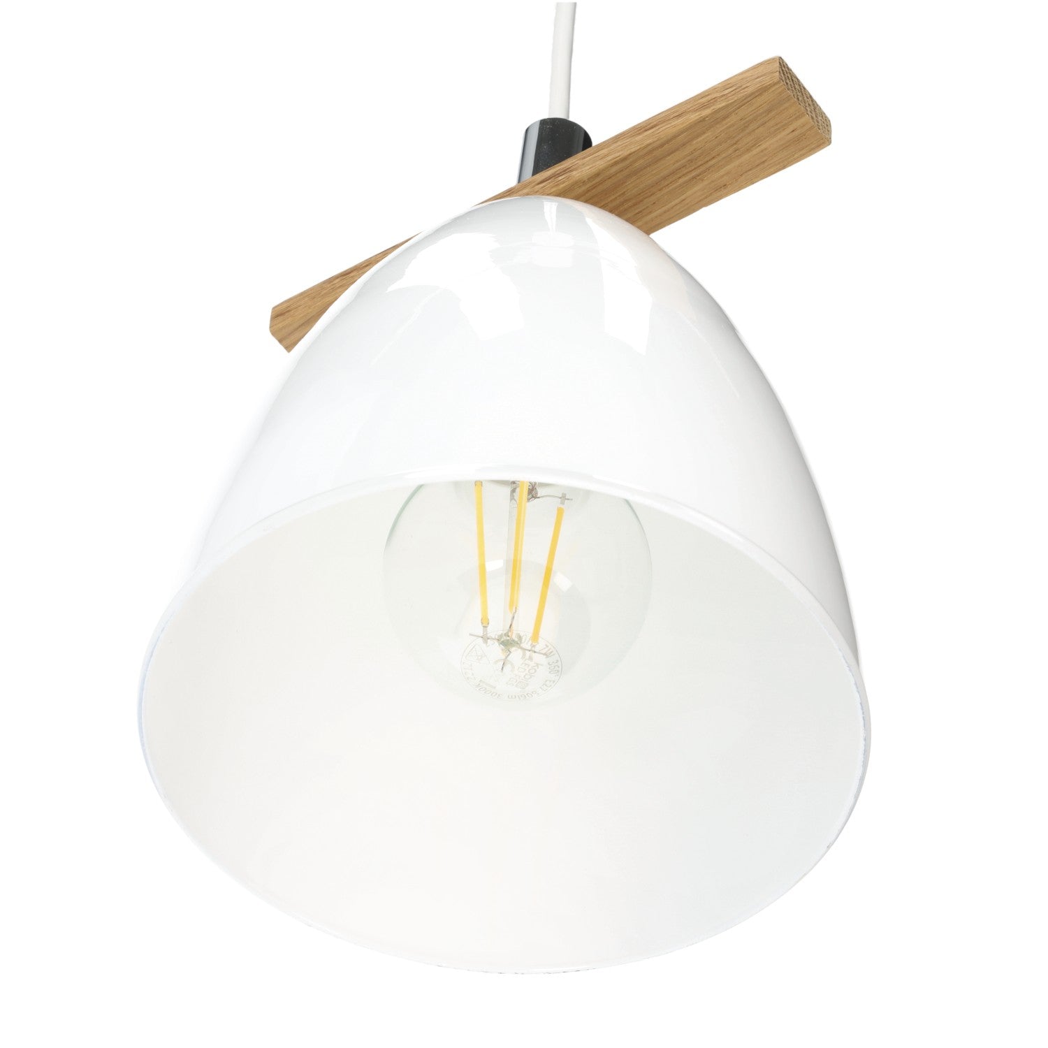 Lampa wisząca biała ZWIS 1 PŁ + DĄB BIELONY trzonek E27 1 punkt światła