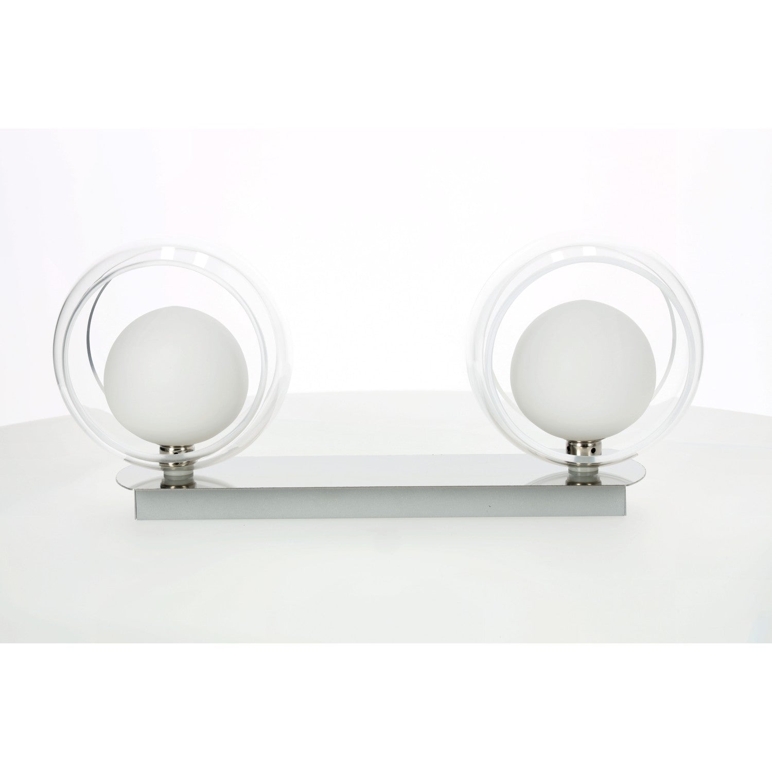 Kinkiet ścienny klosz wewnętrzny biały zewnętrzny przezroczysty trzonek G9 2 punkty światła