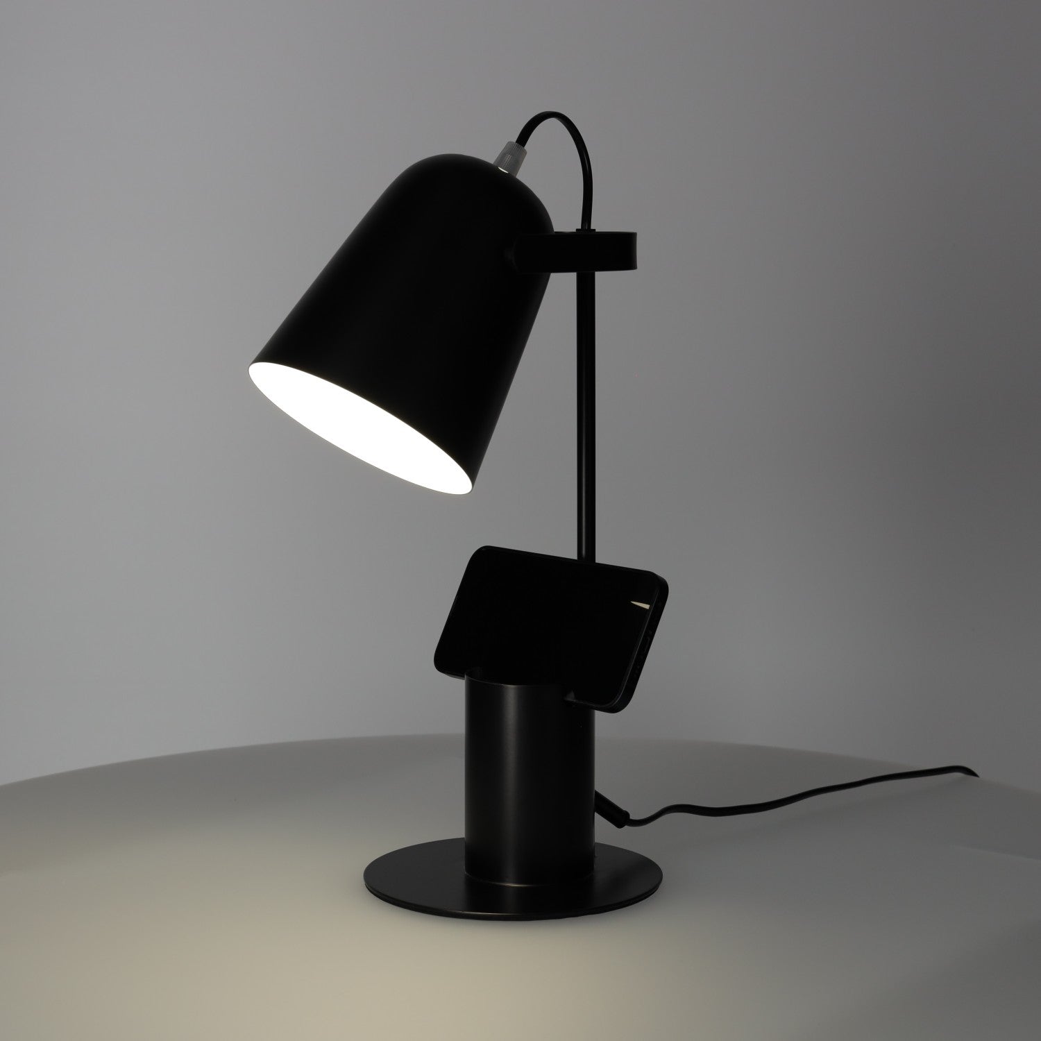 Lampka Biurkowa z Pojemnikiem BIAŁA E27 Regulowany Klosz