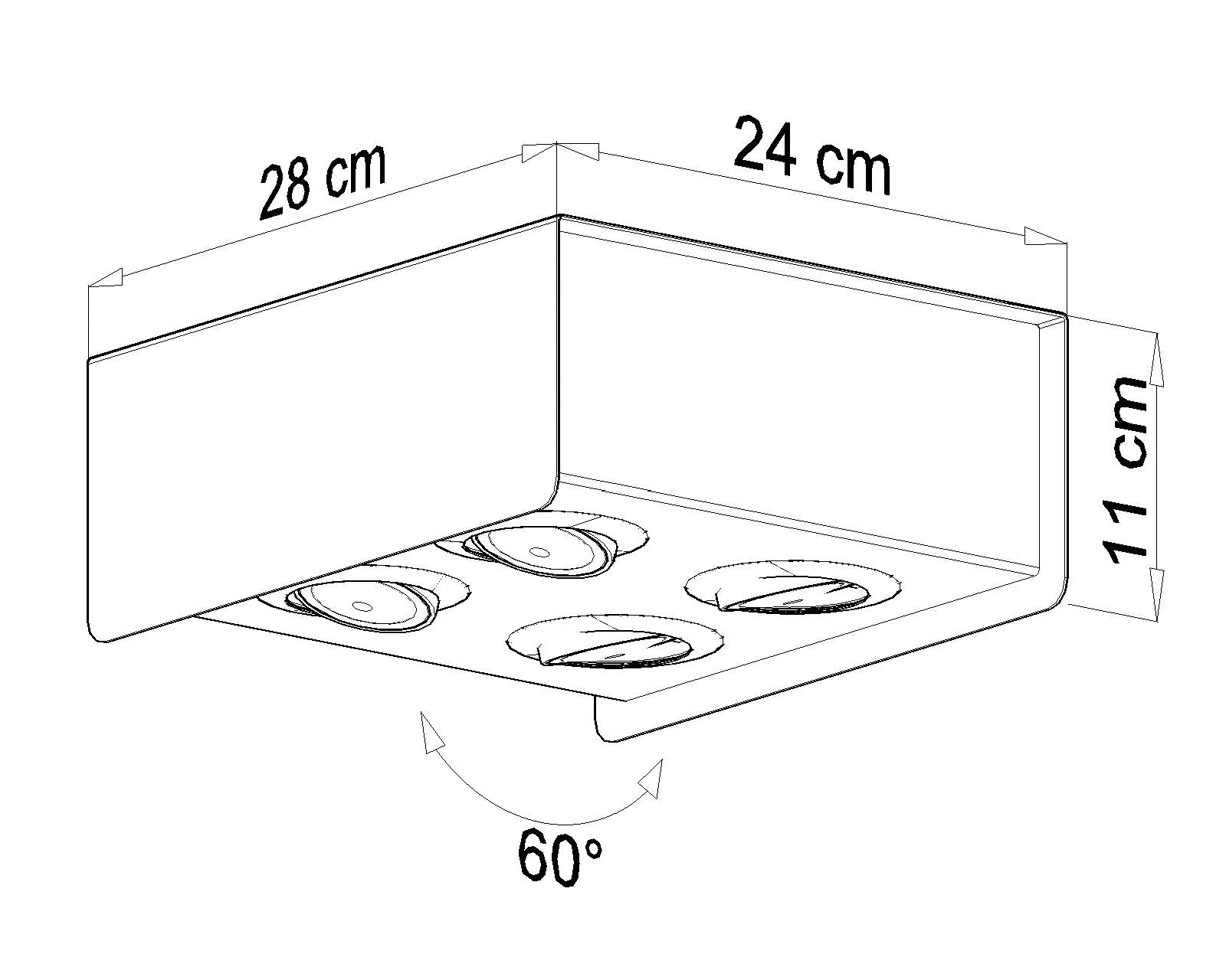 Plafon STEREO 4 Biały GU10 nowoczesny design wymiary