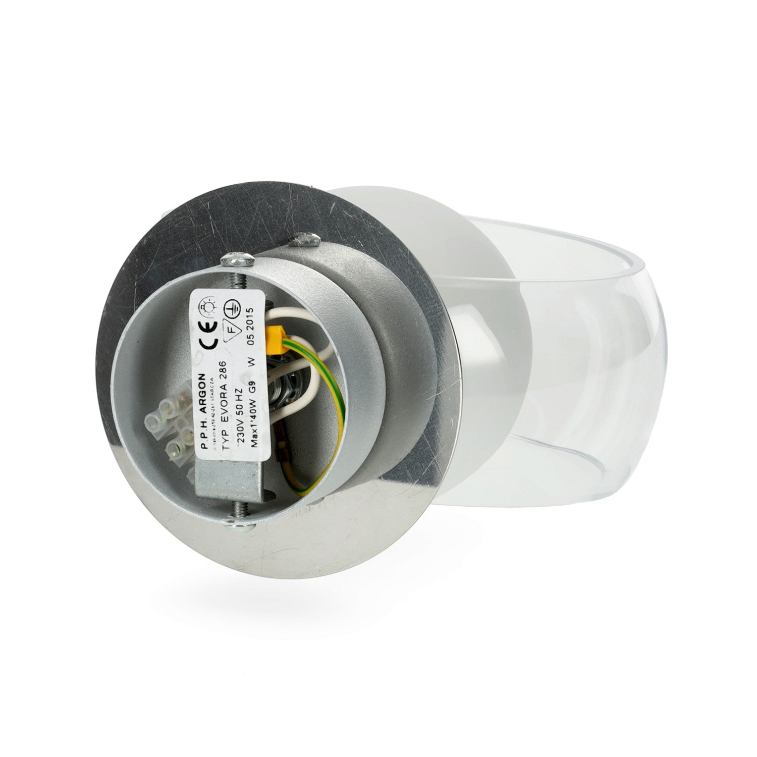 Kinkiet ścienny klosz wewnętrzny biały zewnętrzny przezroczysty trzonek G9 1 punkt światła