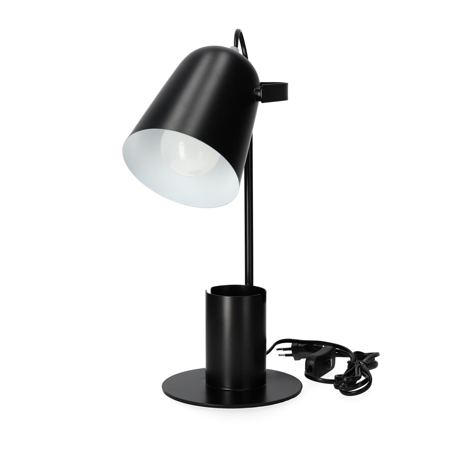 Lampka Biurkowa z Pojemnikiem BIAŁA E27 Regulowany Klosz