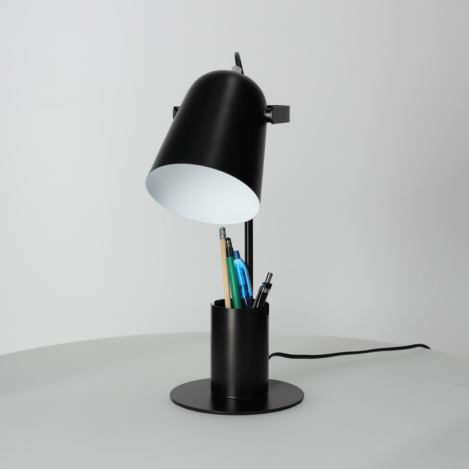 Lampka Biurkowa z Pojemnikiem BIAŁA E27 Regulowany Klosz