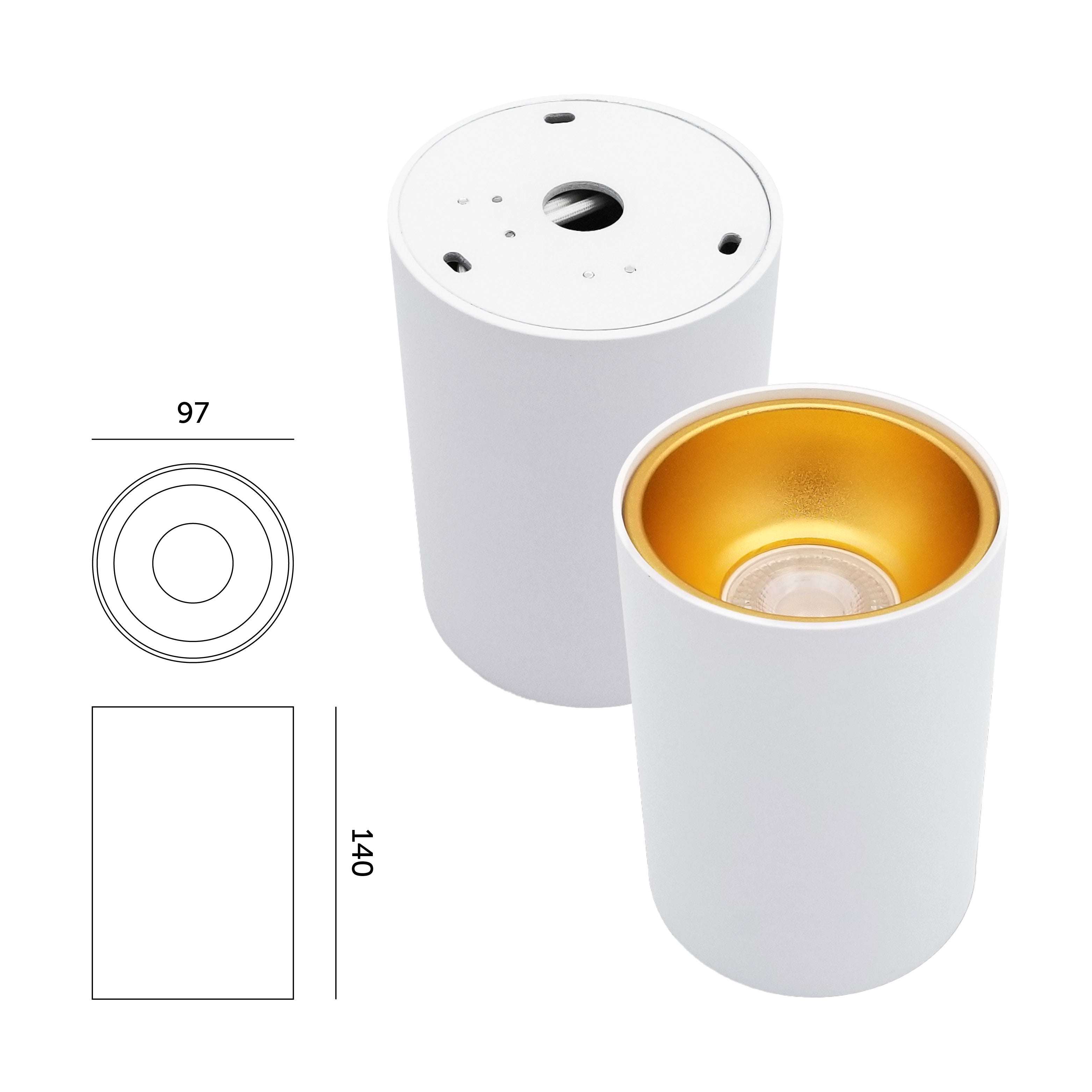 Sufitowa Oprawa Oświetleniowa Natynkowa Biało-Złota na GU10 TUBA