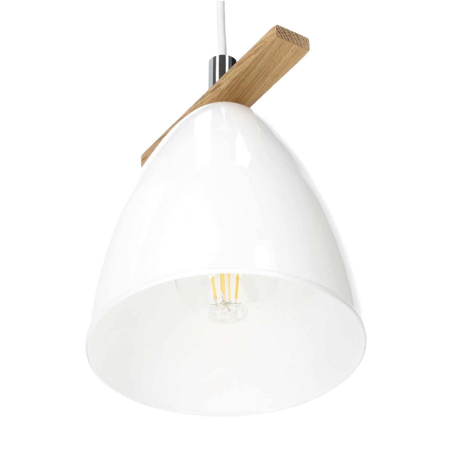 Lampa wisząca biała ZWIS 1 PŁ + DĄB BIELONY trzonek E27 1 punkt światła