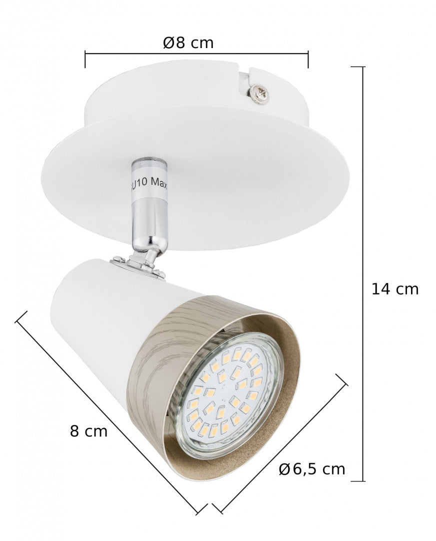 Lampa sufitowa Spot 1xGU10 ROX 1300 wymiary