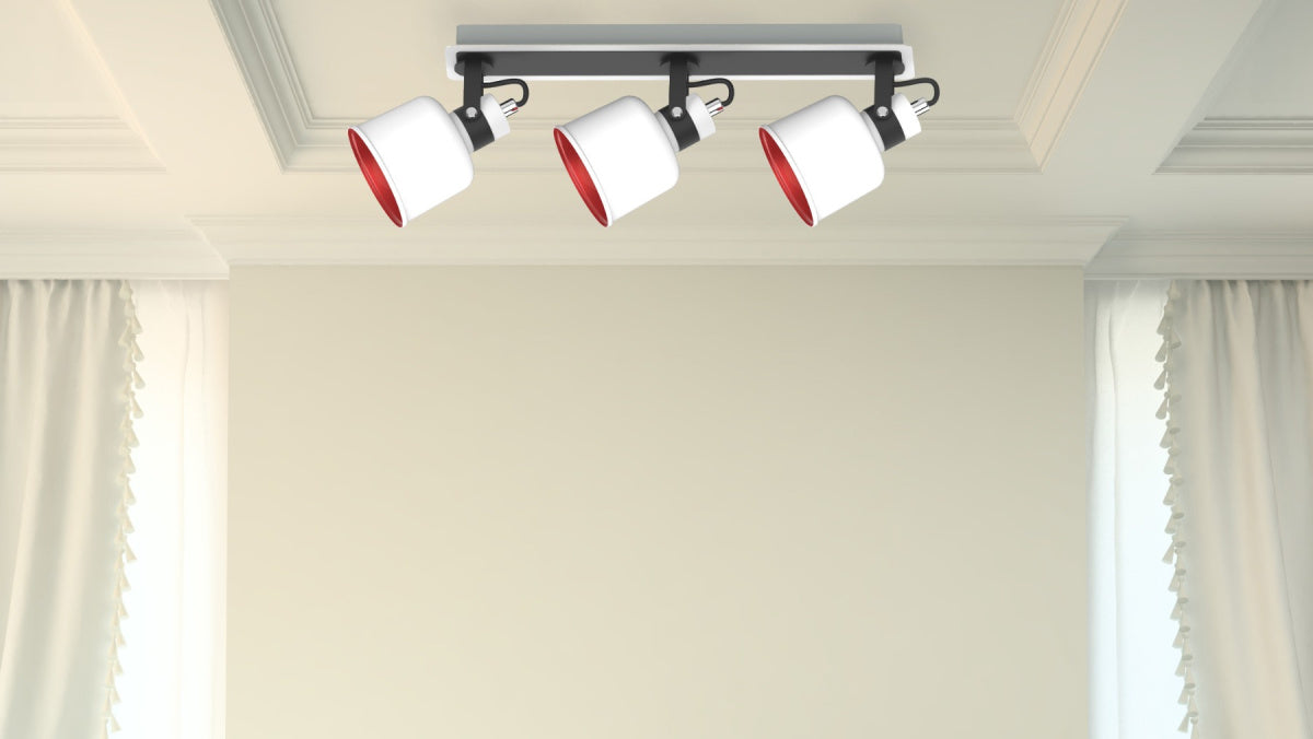 Potrójny reflektor PAKOS 1103 nowoczesna lampa biało czerwona