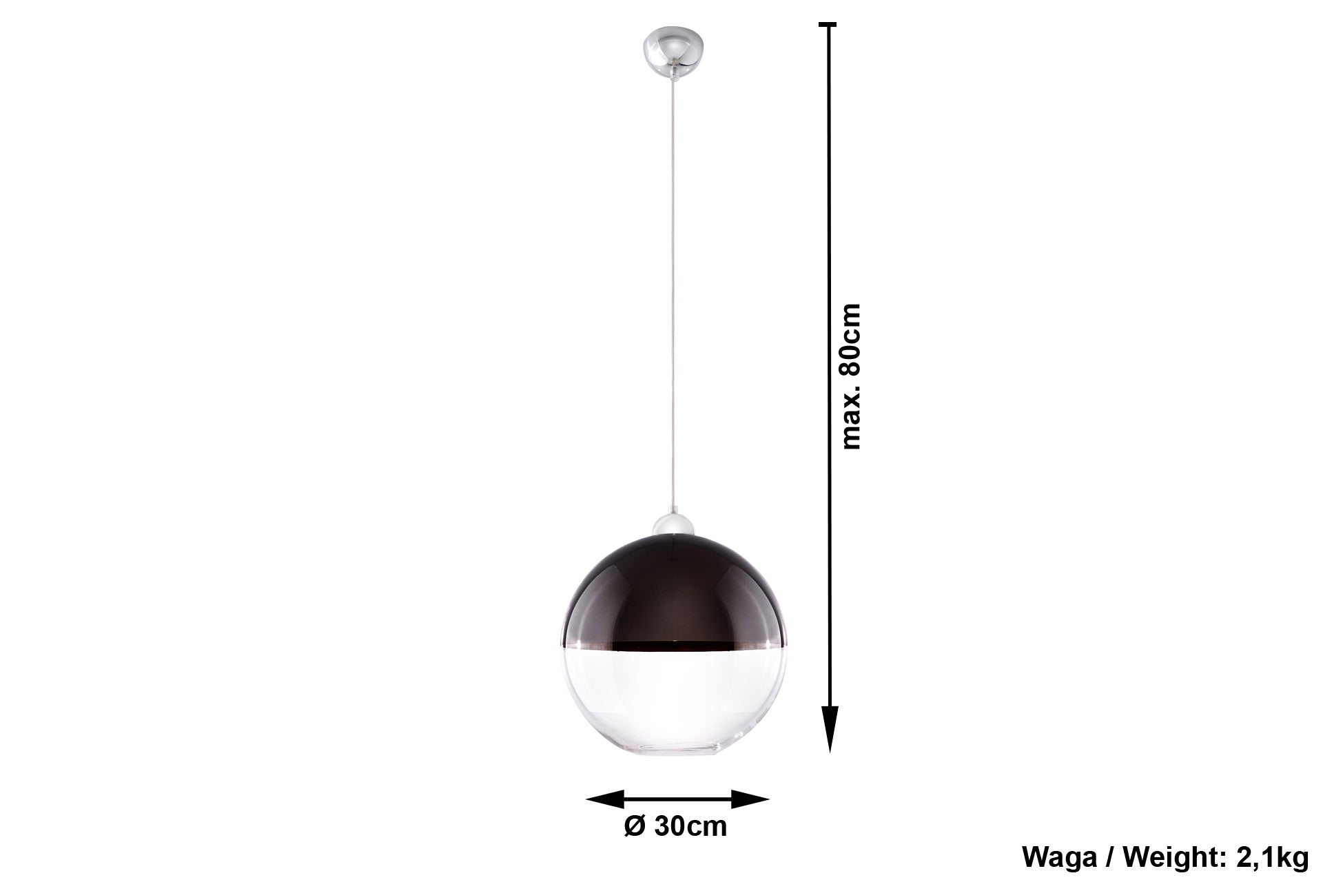 Lampa wisząca GINO czarna wymiary