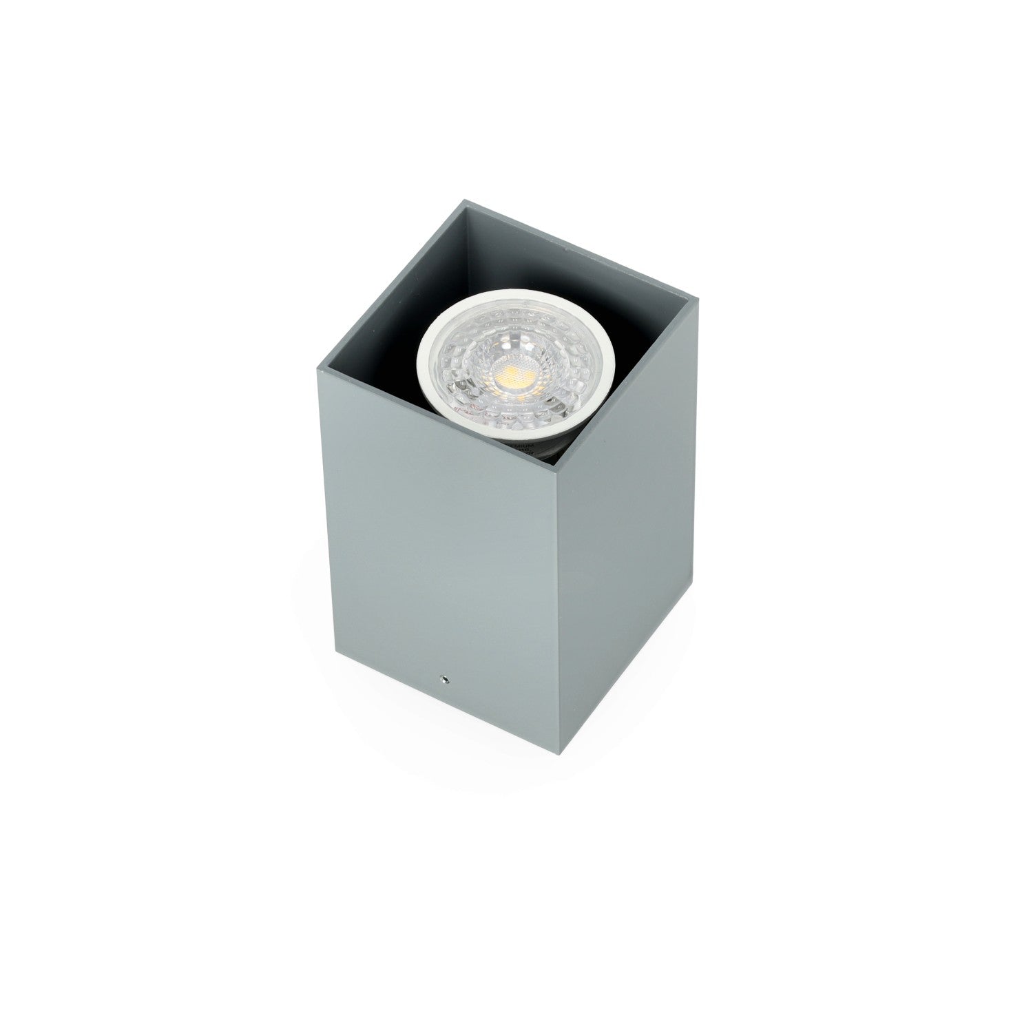 Plafon kwadratowy w kolorze szarym trzonek GU10 1 punkt światła