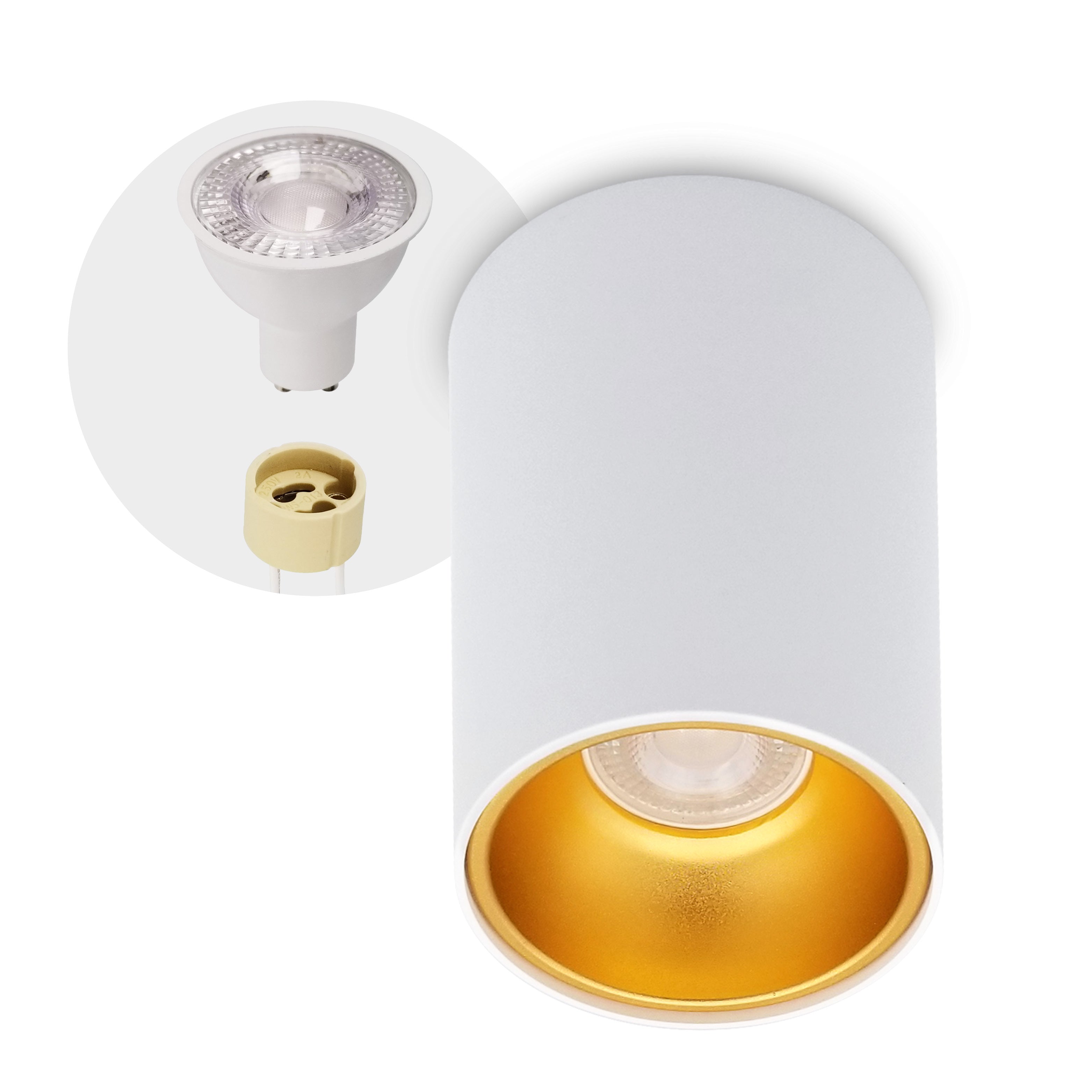 Sufitowa Oprawa Oświetleniowa Natynkowa Biało-Złota na GU10 TUBA