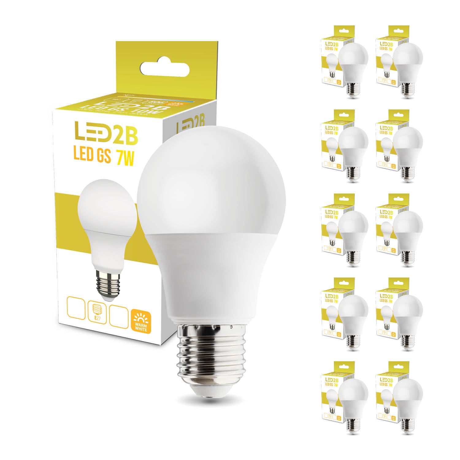 Zestaw 10x żarówek LED GS 7W E27 barwa ciepłobiała