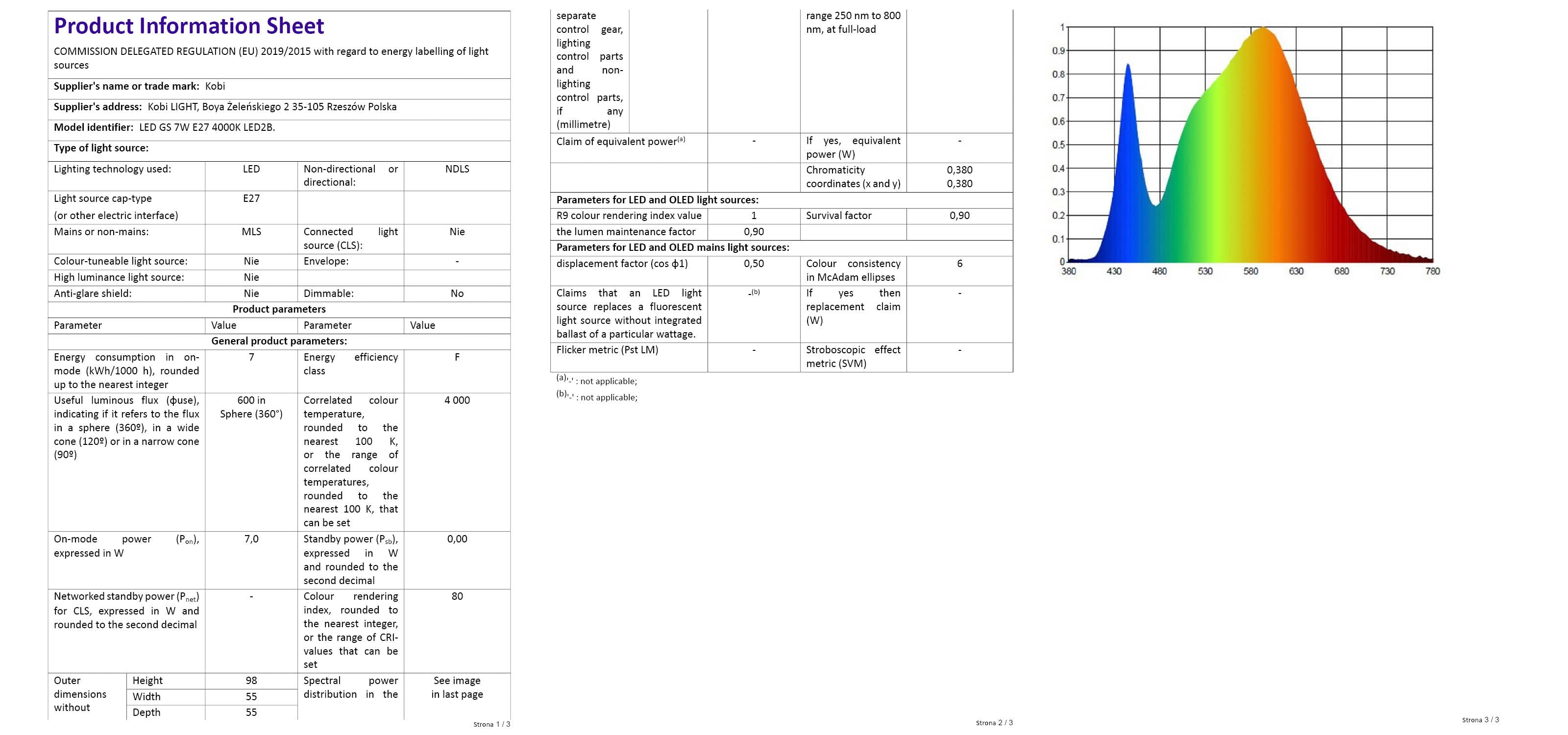 Żarówka LED GS 7W E27 barwa neutralna