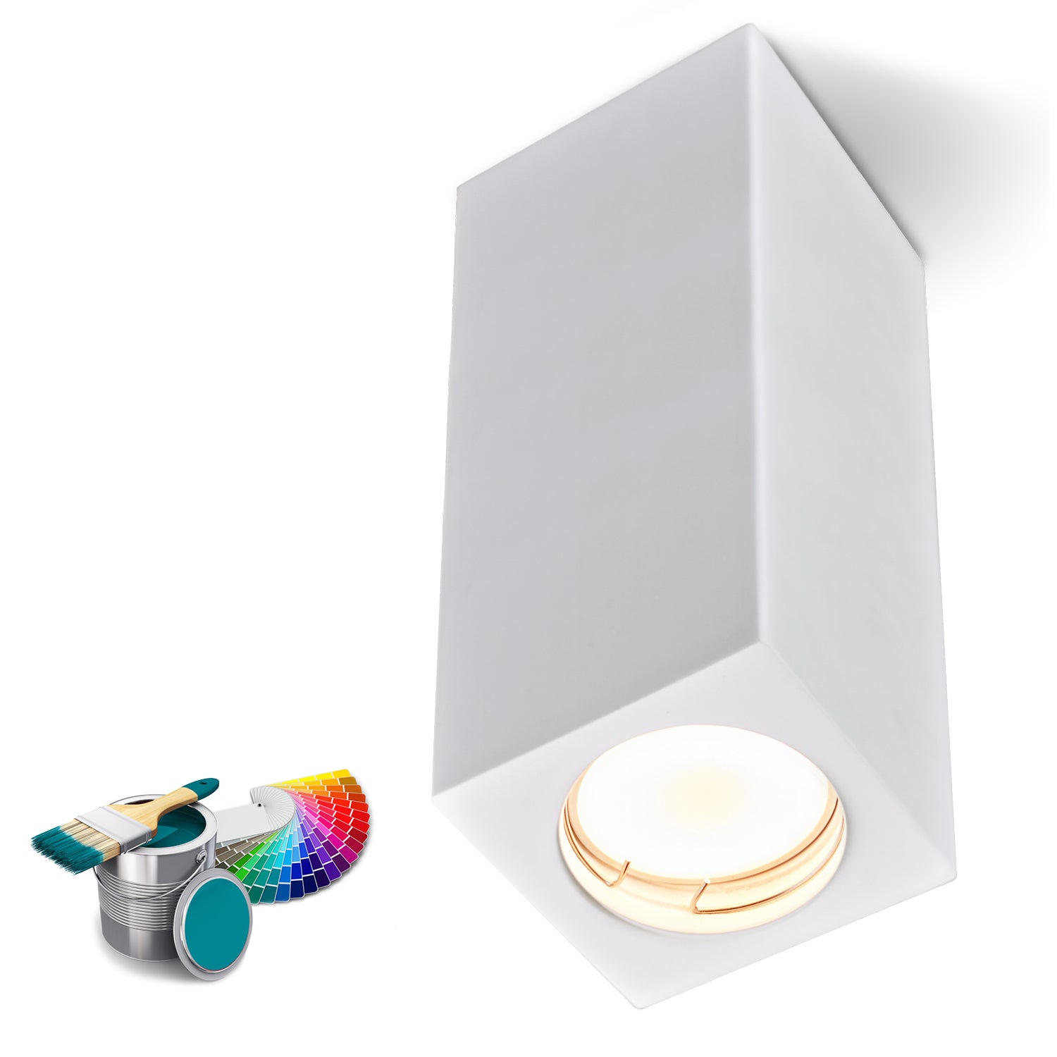 Spot kwadratowy z gipsu biały CELLO do malowania DIY GU10 17 cm