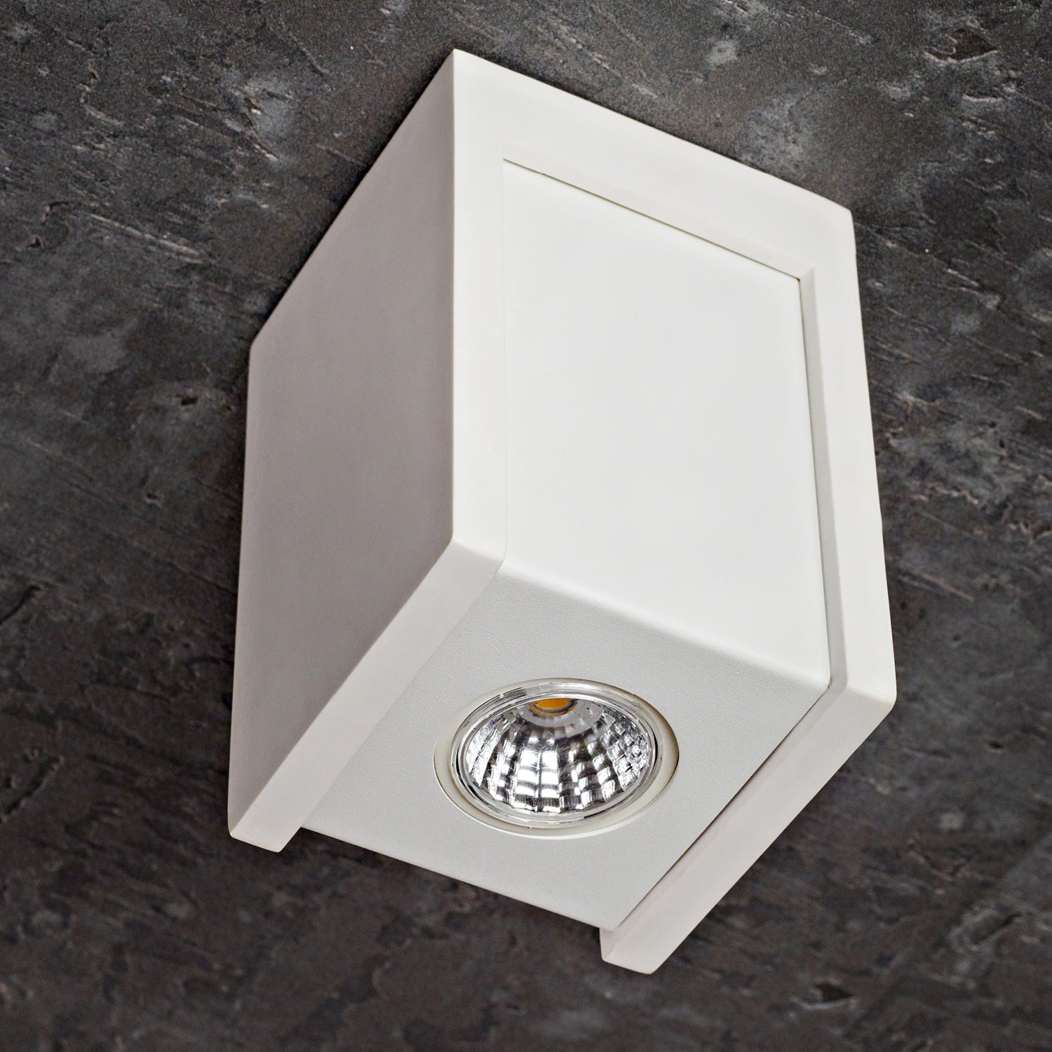 Spot kwadratowy z gipsu biały LINDO do malowania DIY GU10 14,7 cm