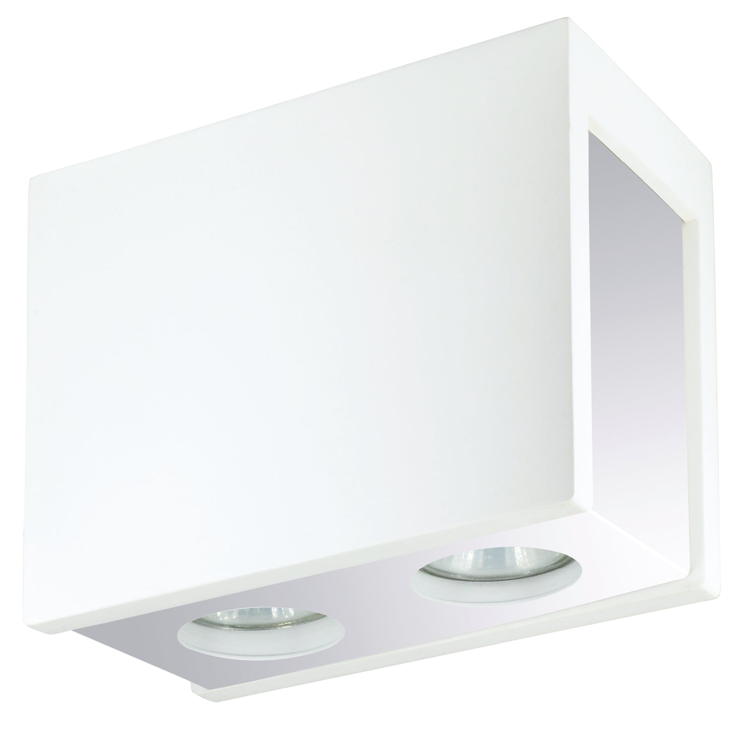 Spot kwadratowy z gipsu biały+chrom PURO do malowania DIY 2xGU10 14,7 cm