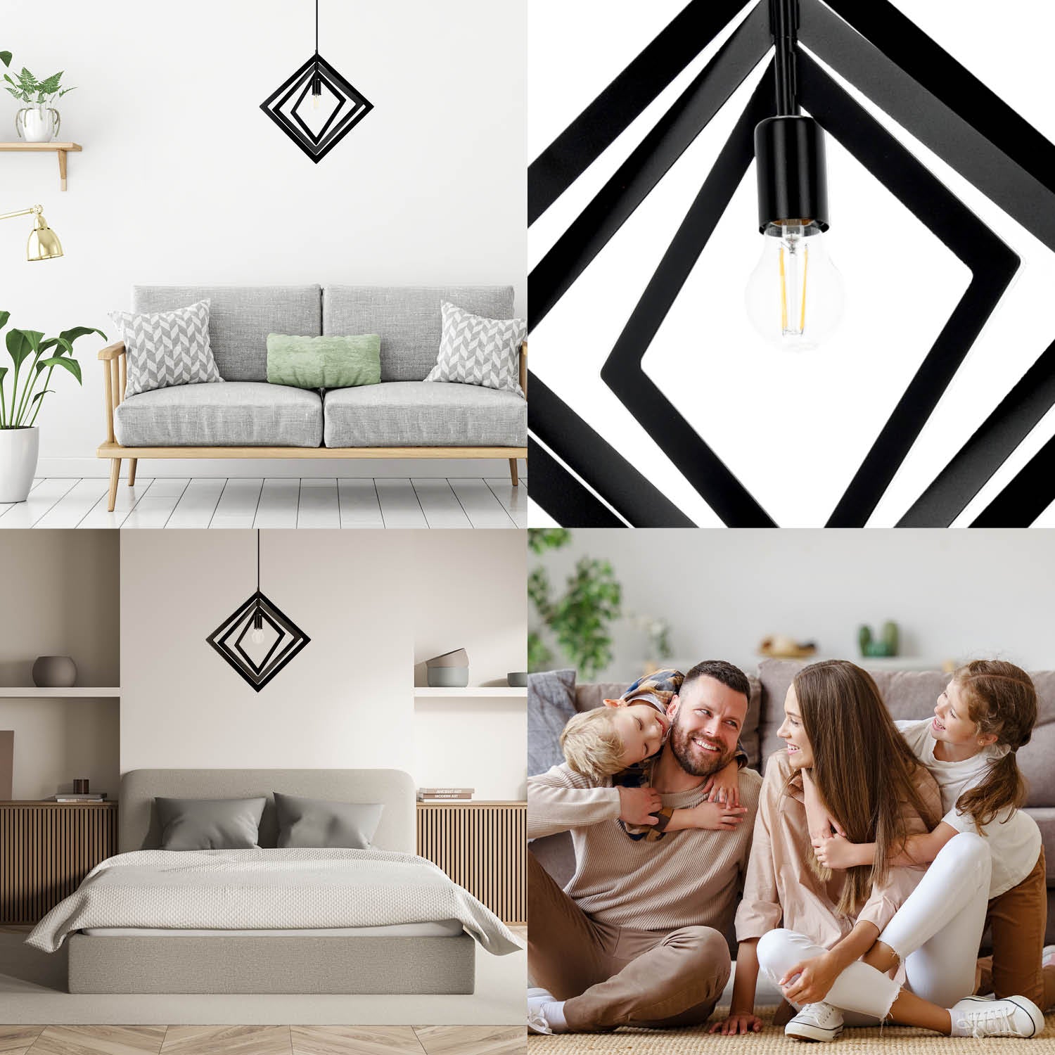 Lampa wisząca Sigma Lighting Trik M Romb czarny