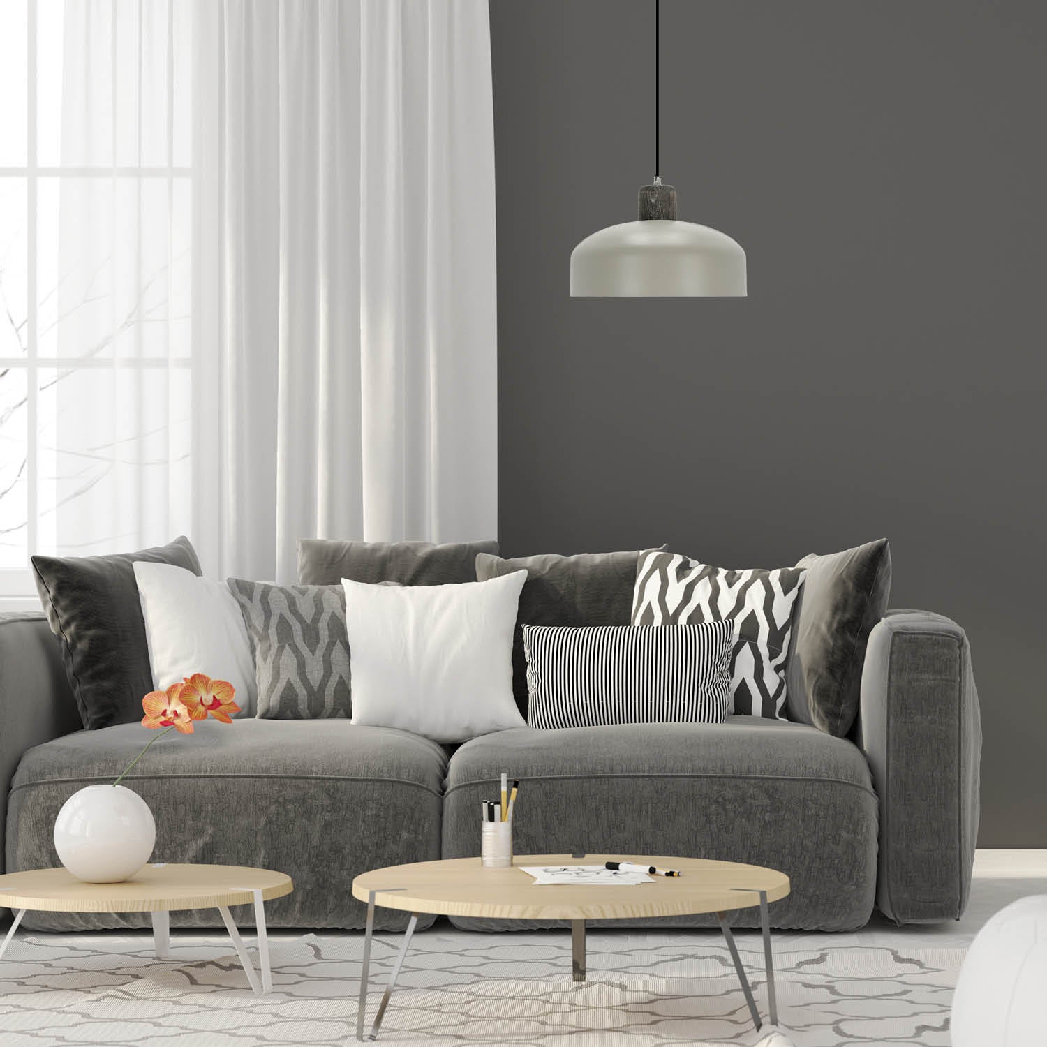 Lampa wisząca loftowa metalowy szaro-czarna Sigma Lighting WAWA