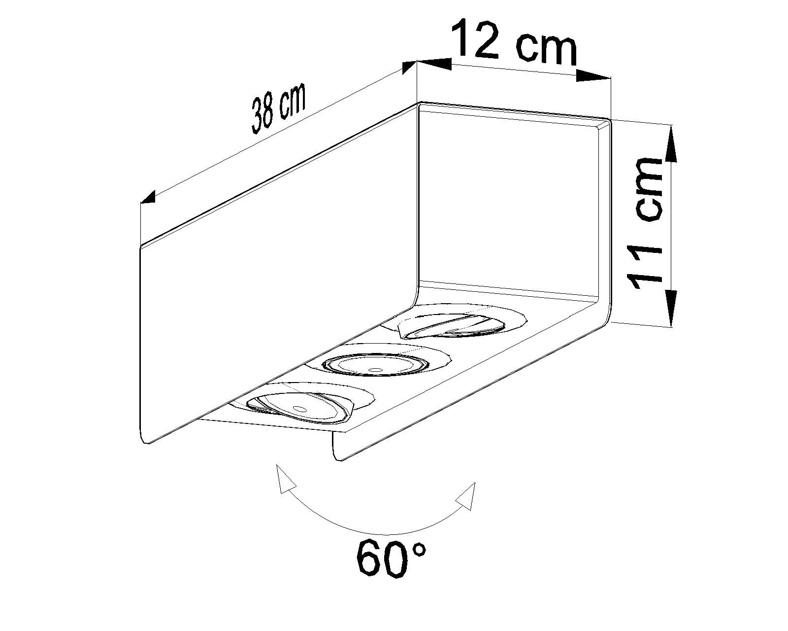 Plafon STEREO 3 Czarny GU10 nowoczesny design wymiary