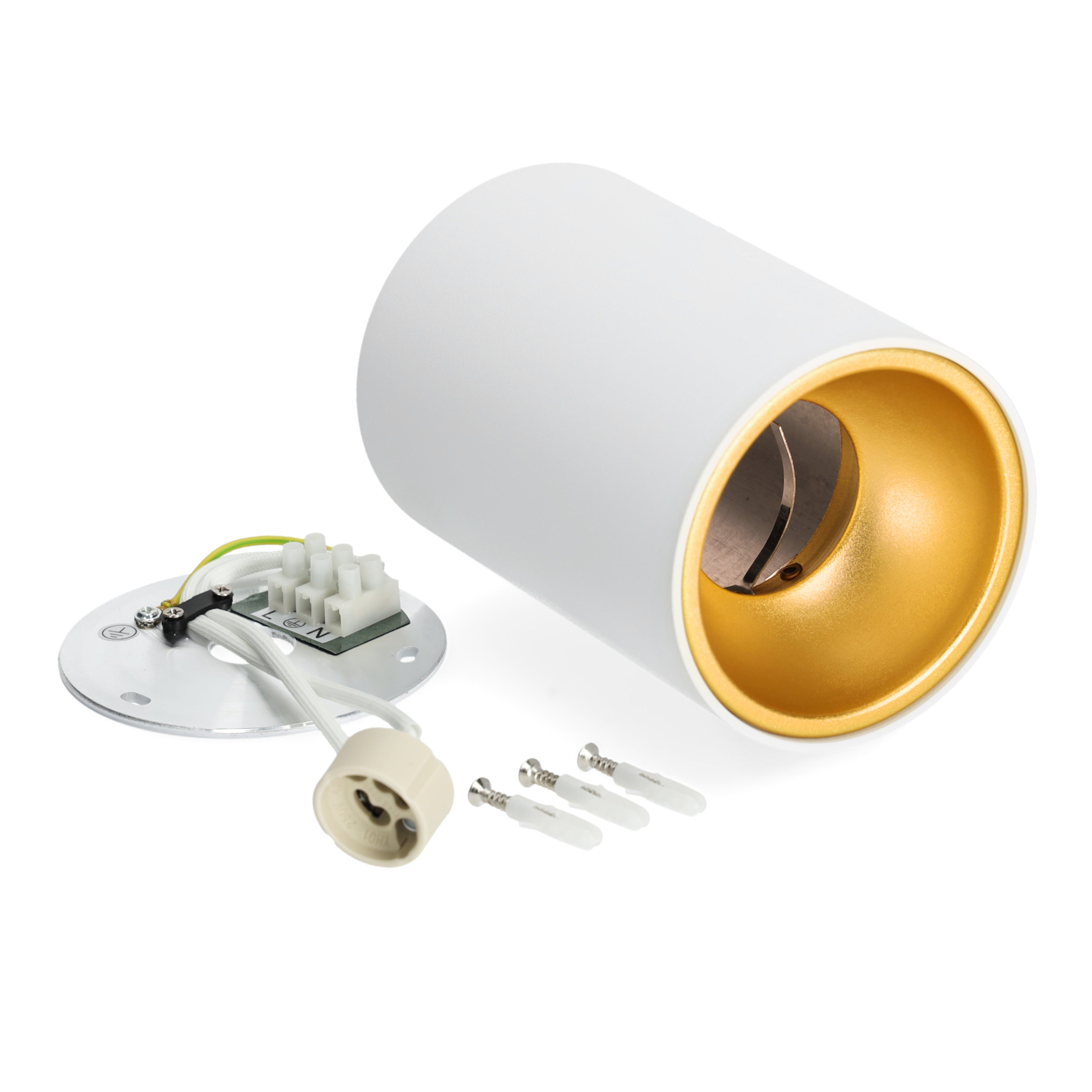 Sufitowa Oprawa Oświetleniowa Natynkowa Biało-Złota na GU10 TUBA