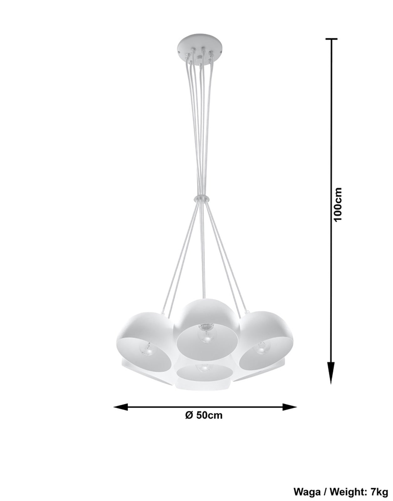 Żyrandol BOLA 7 Biały E27 nowoczesny design