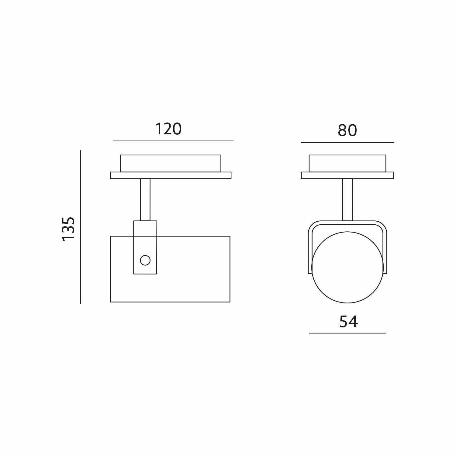 Oprawa sufitowa VENICE 1L CZARNA wymiary