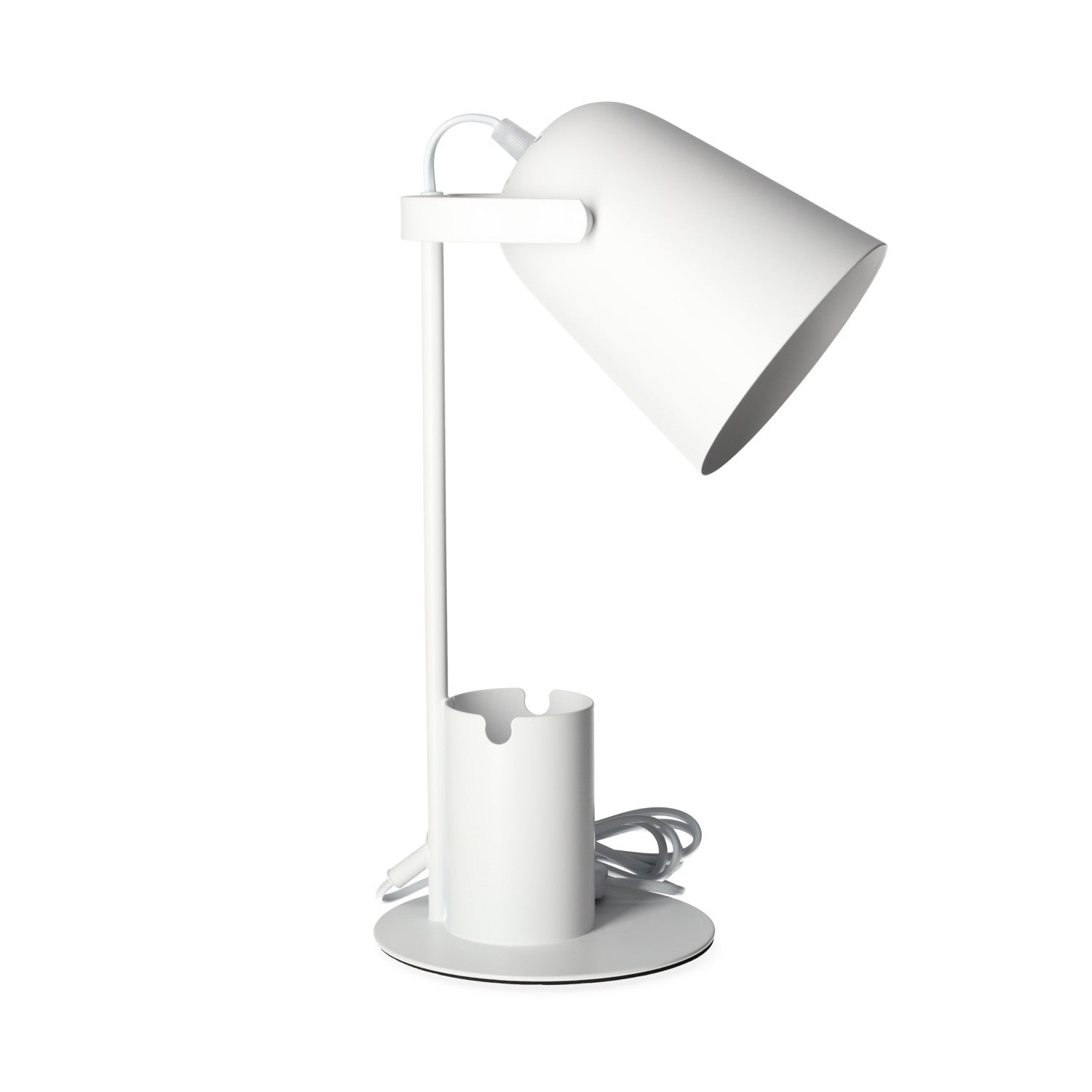 Lampka Biurkowa z Pojemnikiem BIAŁA E27 Regulowany Klosz