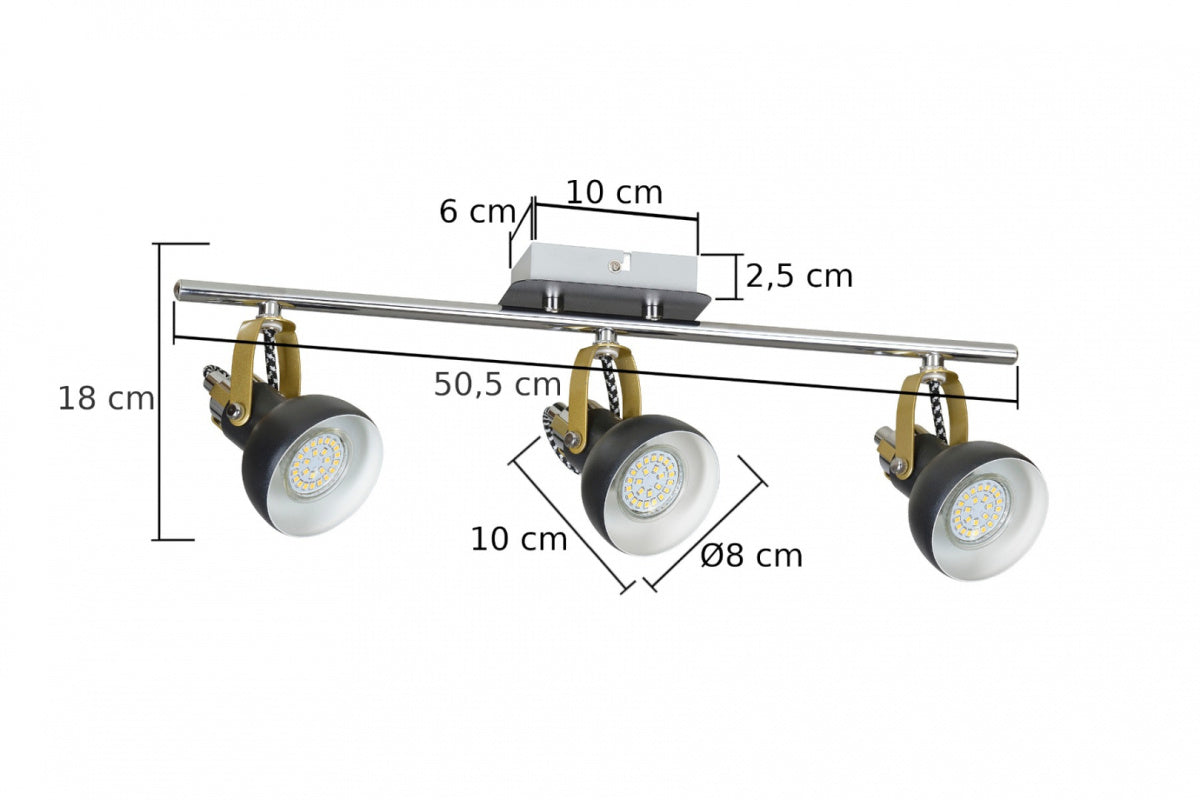 Lampa sufitowa spot 3xGU10 PIXI 1403 wymiary