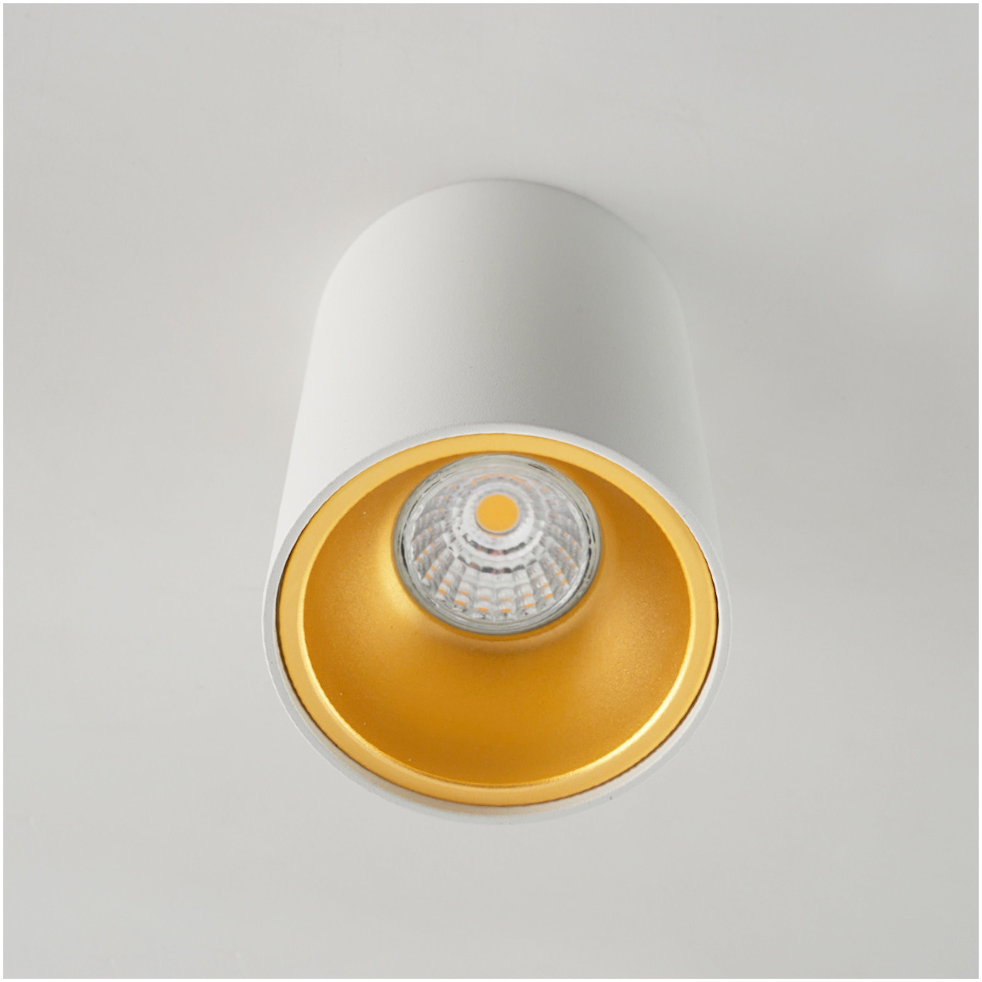 Sufitowa Oprawa Oświetleniowa Natynkowa Biało-Złota na GU10 TUBA