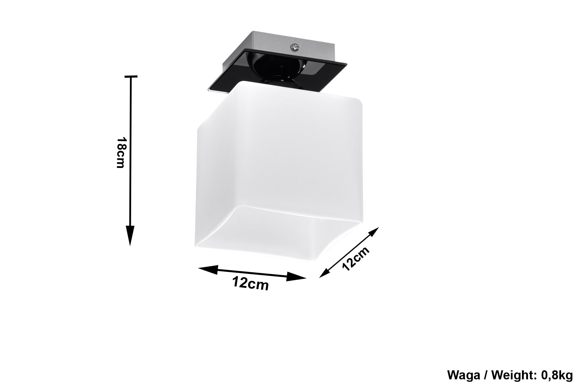 Nowoczesny Plafon PIAZZA 1 Czarny wymiary