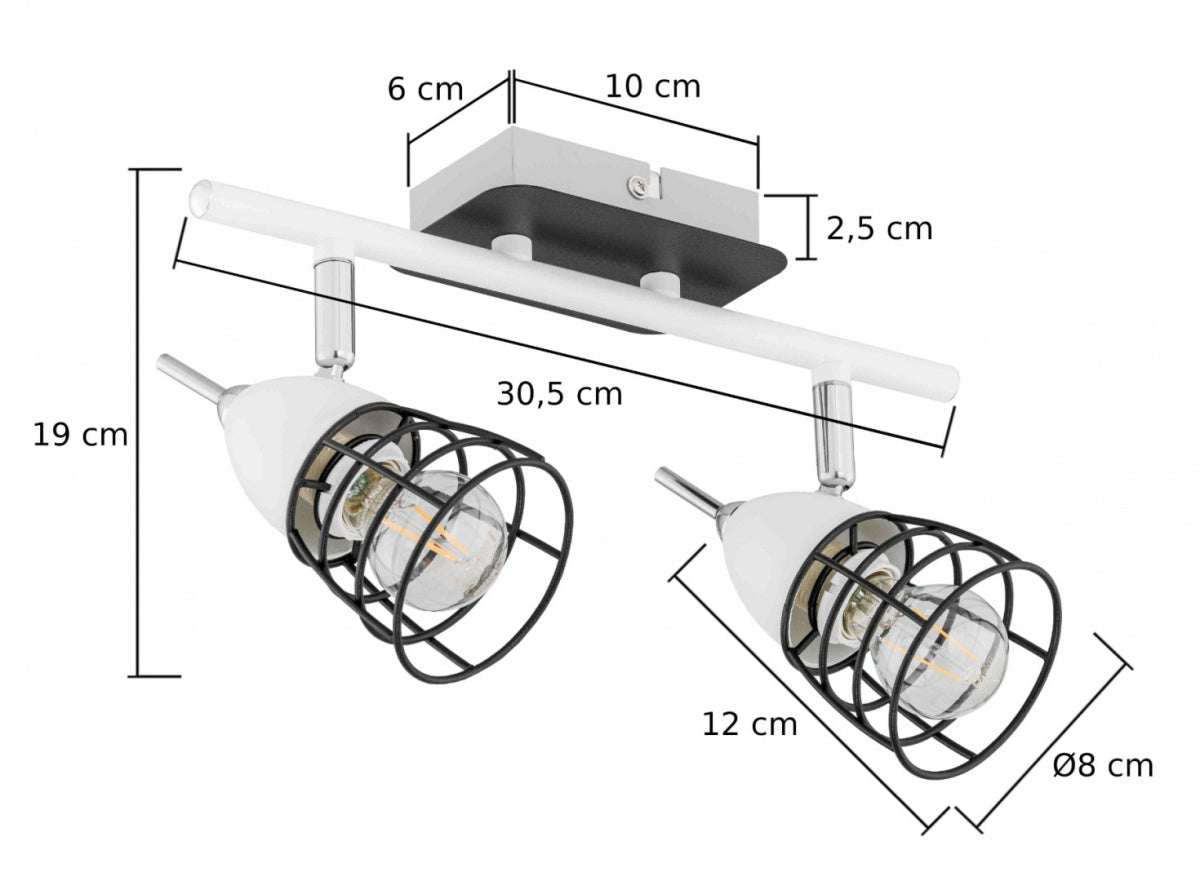 Lampa sufitowa spot 2xE14 SKY 1522 wymiary