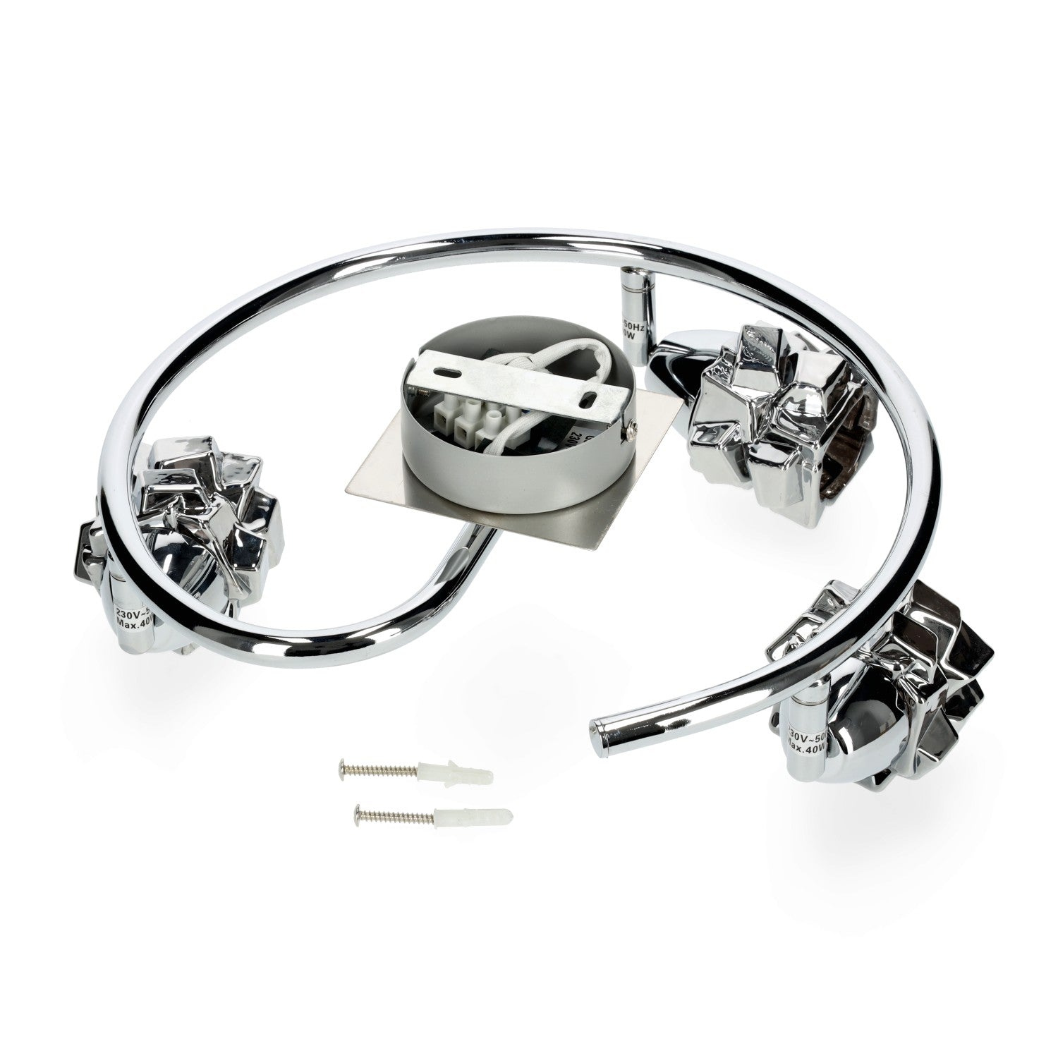 Lampa sufitowa plafon w kolorze chromu trzonek G9 3 punkty światła