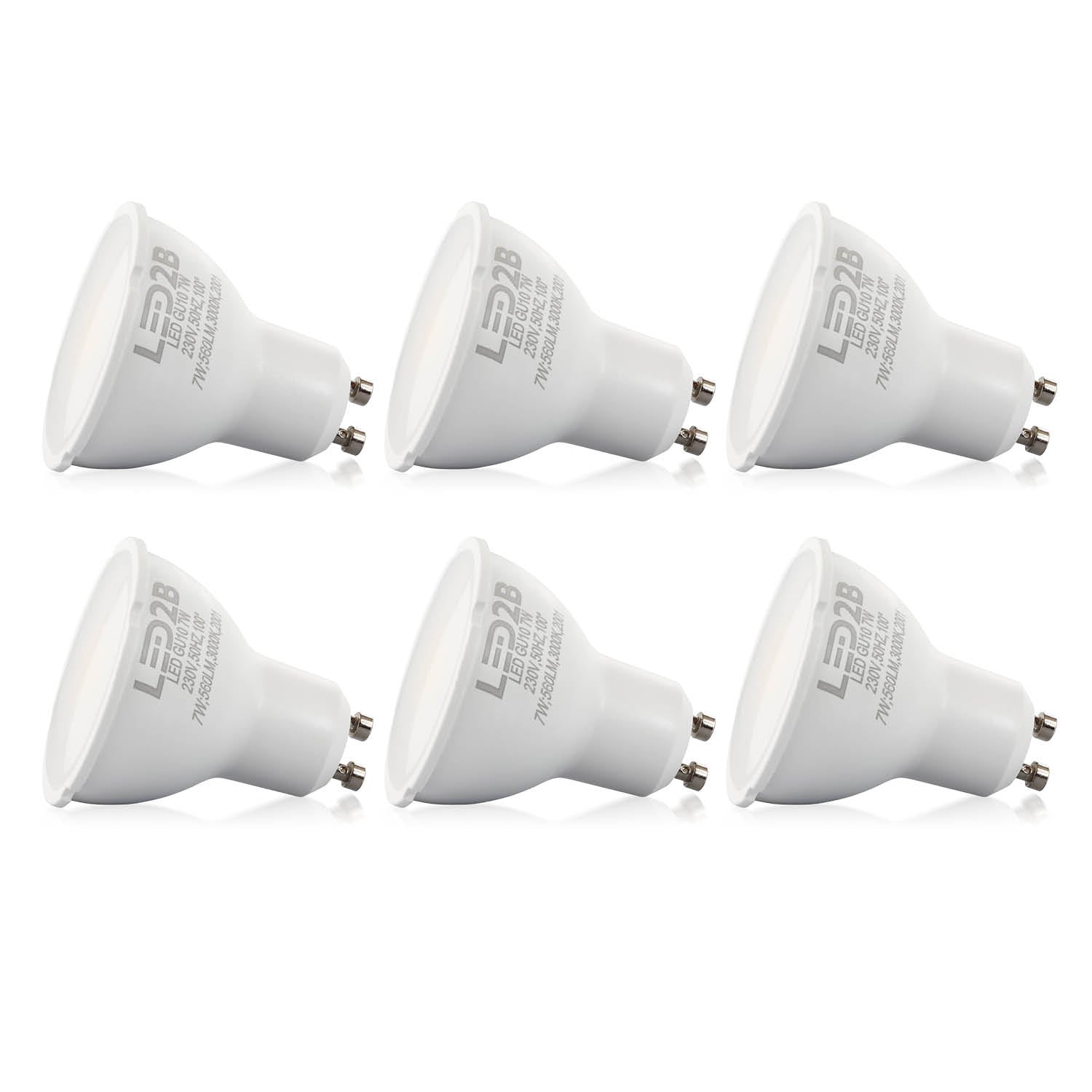 Zestaw 6 żarówek LED GU10 7W 3000K LED2B