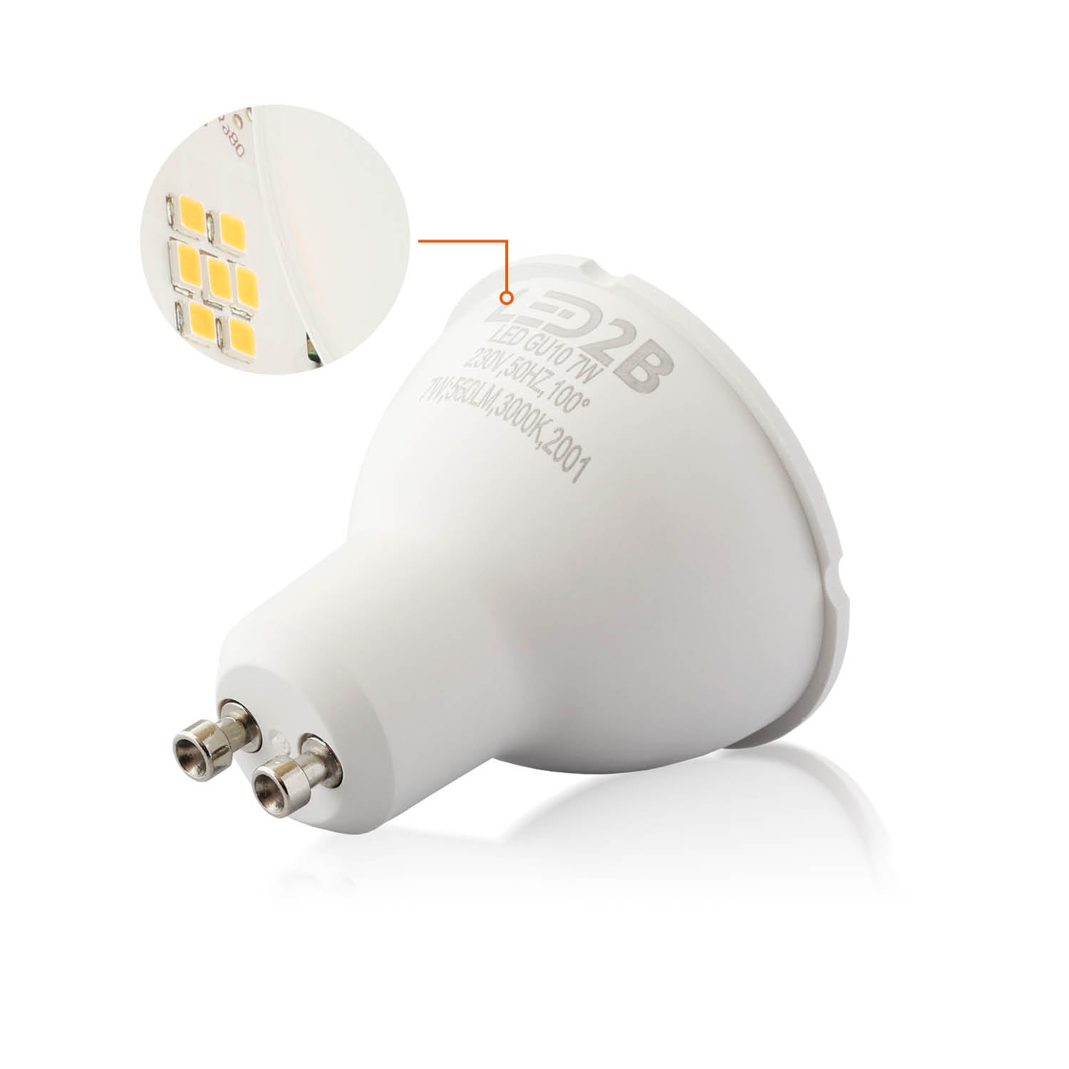 Żarówki LED GU10 7W 3000K - zestaw 3 sztuk LED2B