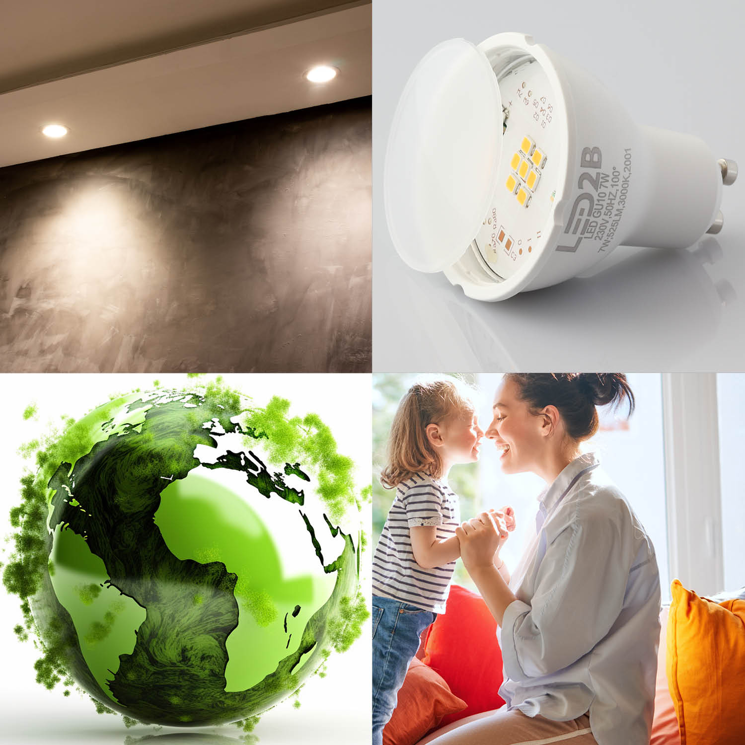 Zestaw 6 sztuk żarówek LED GU10 7W 3000K LED2B