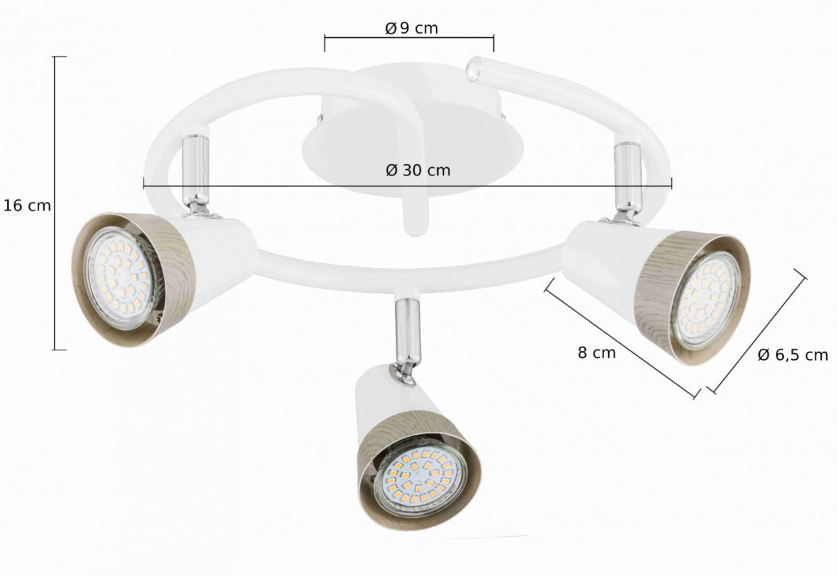 Lampa sufitowa spot 3xGU10 ROX 1333 wymiary