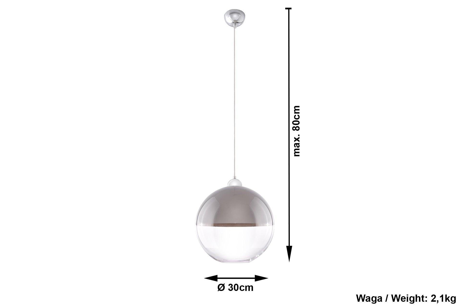 Lampa wisząca GINO szara nowoczesny design wymiary
